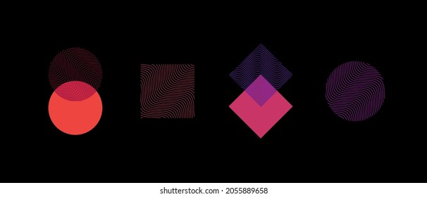 Minimal geometric logo template. Trendy linear wavy design elements. Colorful vector illustration.