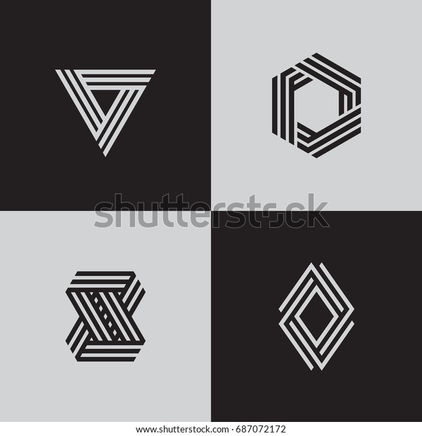 Minimal Geometric Logotypes Trendy Futuristic Symbols Stock Vector ...