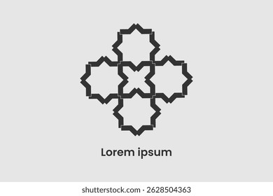 Minimal Geometric Mandala with Symmetrical Polygon Star Pattern on White Background