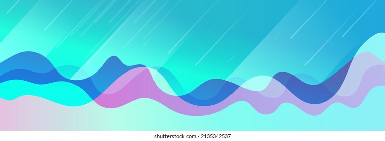 Minimal geometric modern bright vector blue background. Dynamic shapes composition with waves. Vector illustration background