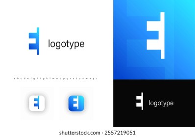 Minimal geometric monogram, negative space letter E, sleek corporate logo, edgy modern typography, clean logotype symbol, contemporary tech identity, stylish emblem design. Vector illustration.