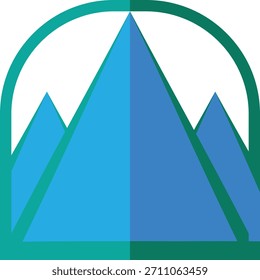 Logotipo de montanha geométrica mínima com pico azul