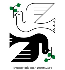 Minimal and geometric Olive and Pigeon Peace Bird Logo illustration emblem 