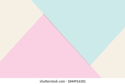 Minimal geometric pastel paper cut background template with realistic shadow effect. Soft colorful design use for banner, wallpaper, text place and social media. Abstract geometric fashion.