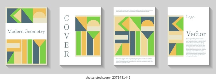 Minimal geometric pattern background covers set. Geometry grid pattern banner templates. Catalog leaflet contemporary composition. Simple geometry graphics. Vintage book covers.