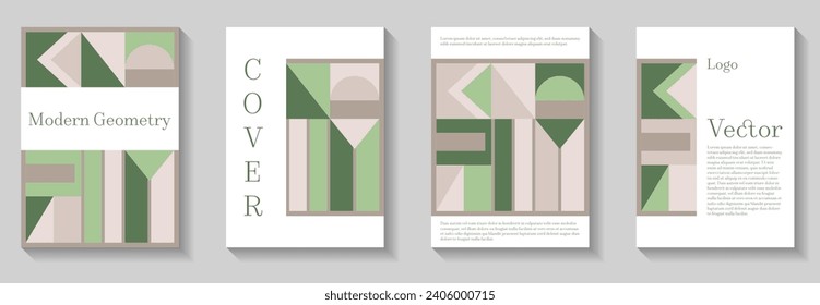 Minimal geometric pattern background covers set. Abstract circle, triangle and regtange lines art. Catalog leaflet contemporary composition. Mural patterns bundle. Vintage book covers.