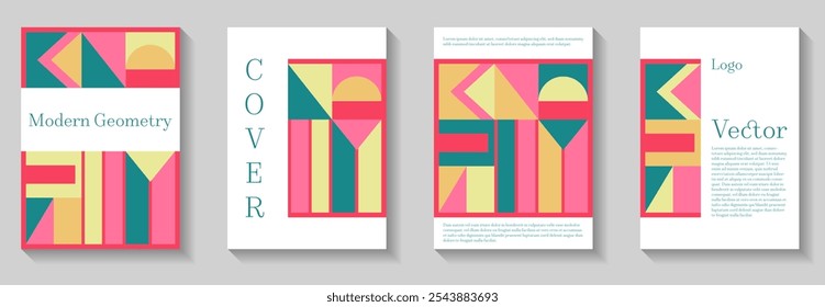 Minimal geometric pattern background covers set. Abstract shapes composition minimalist templates. Black Friday promotion banners. Advertising posters. Magazine front pages.