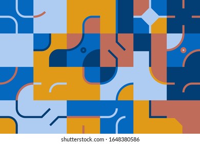 Minimal Geometric Pattern design. Vector Modern universal Abstract background in blue palette