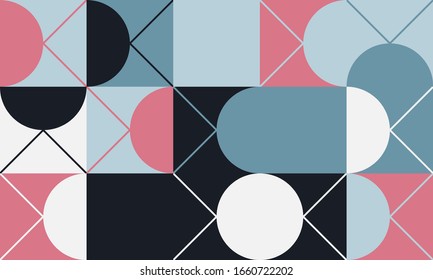 Minimal Geometric Pattern design. Vector Modern universal Abstract background in blue palette