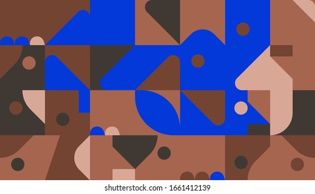 Minimal Geometric Pattern design. Vector Modern universal Abstract background in blue palette