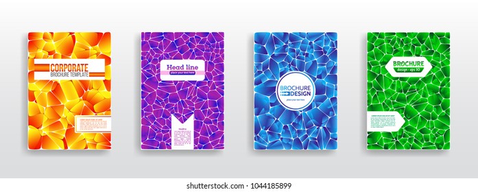 Minimal geometric pattern gradients. Colorful mosaic covers design. Geometric shapes brochure template layout. Vector Illustration esp10