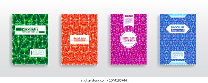 Minimal geometric pattern gradients. Colorful mosaic covers design. Geometric shapes brochure template layout. Vector Illustration esp10