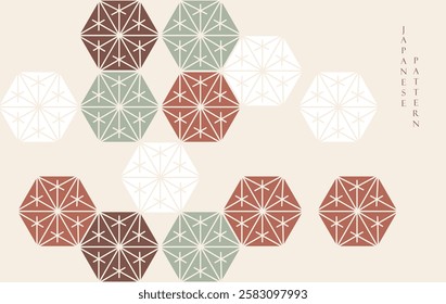 Minimal geometric pattern in oriental style. Japanese background with line art pattern vector. Abstract template with traditional style.