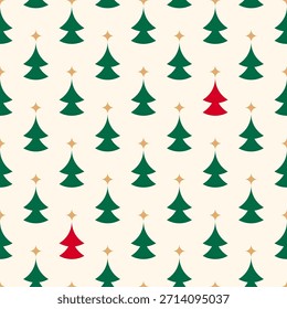 Minimal geometric pine tree seamless pattern design for Christmas and new year background.