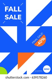 Minimal geometric poster tamplate in flat scandinavian graphic design style