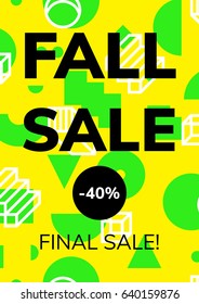 Minimal geometric poster tamplate in flat scandinavian graphic design style