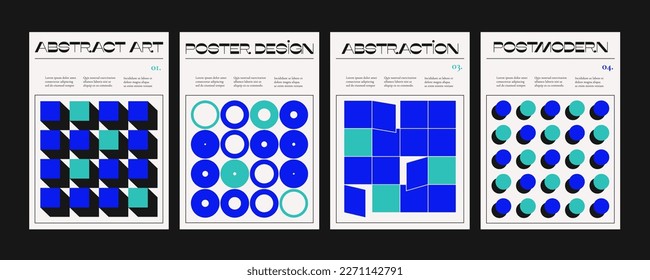 Minimal geometric posters. Modern simple geometry forms primitive shapes, swiss bauhaus background design. Vector set