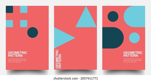 Minimal geometrische Poster-Set. Bauhaus und Schweizer Musterhintergrund, abstraktes geometrisches Shape Design Vectorposter. EPS10 Vektor.