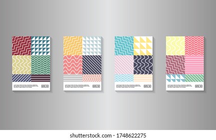 Minimal geometric posters set. Colorful monochrome patterns. Eps10 vector.