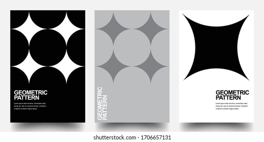 Minimal Geometric Posters Set. Monochrome Patterns. Bauhaus And Swiss Pattern Background, Abstract Geometric Shape Design Vector Poster. Eps10 vector.