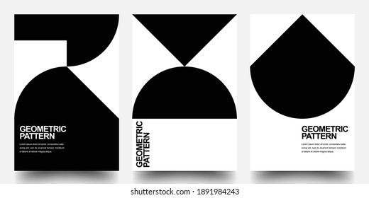 Minimal geometrische Poster-Set. Monochrome Muster. Bauhaus und Schweizer Musterhintergrund, abstraktes geometrisches Shape Design Vectorposter. EPS10-Vektor.