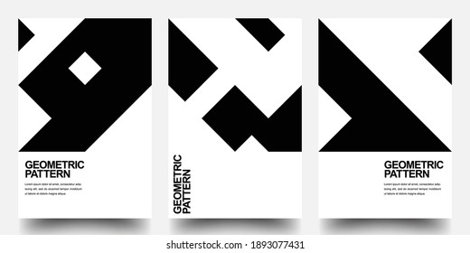 Minimal Geometric Posters Set. Monochrome Patterns. Bauhaus And Swiss Pattern Background, Abstract Geometric Shape Design Vector Poster. Eps10 vector.