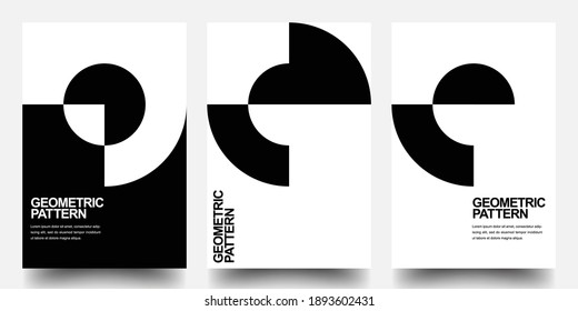 Minimal Geometric Posters Set. Monochrome Patterns. Bauhaus And Swiss Pattern Background, Abstract Geometric Shape Design Vector Poster. Eps10 vector.