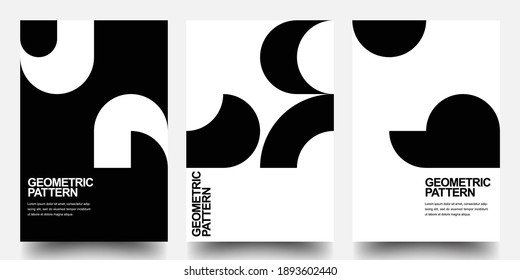 Minimal geometrische Poster-Set. Monochrome Muster. Bauhaus und Schweizer Musterhintergrund, abstraktes geometrisches Shape Design Vectorposter. EPS10-Vektor.