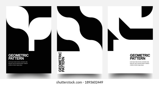 Minimal Geometric Posters Set. Monochrome Patterns. Bauhaus And Swiss Pattern Background, Abstract Geometric Shape Design Vector Poster. Eps10 vector.