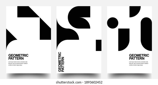 Minimal geometrische Poster-Set. Monochrome Muster. Bauhaus und Schweizer Musterhintergrund, abstraktes geometrisches Shape Design Vectorposter. EPS10-Vektor.