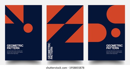Minimal Geometric Posters Set. Monochrome Patterns. Bauhaus And Swiss Pattern Background, Abstract Geometric Shape Design Vector Poster. Eps10 vector.