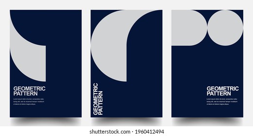 Minimal Geometric Posters Set. Monochrome Patterns. Bauhaus And Swiss Pattern Background, Abstract Geometric Shape Design Vector Poster. Eps10 Vector.