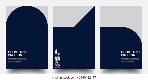 Minimal Geometric Posters Set. Monochrome Patterns. Bauhaus And Swiss Pattern Background, Abstract Geometric Shape Design Vector Poster. Eps10 Vector.