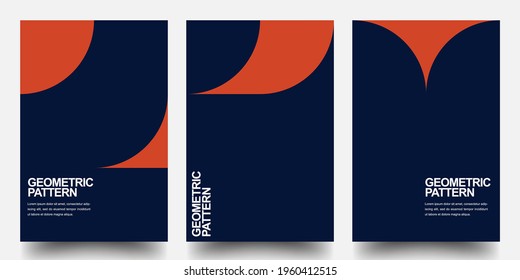 Minimal Geometric Posters Set. Monochrome Patterns. Bauhaus And Swiss Pattern Background, Abstract Geometric Shape Design Vector Poster. Eps10 Vector.