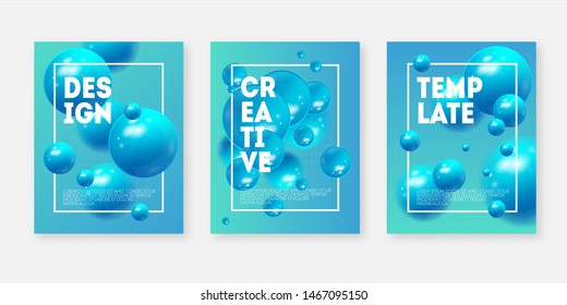 Minimal geometric posters set. Trendy design. Cool gradients.