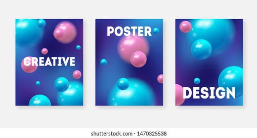 Minimal geometric posters set. Trendy design. Cool gradients.