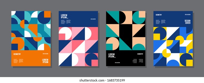 Minimal geometric posters set. Trendy design. Eps10 vector.