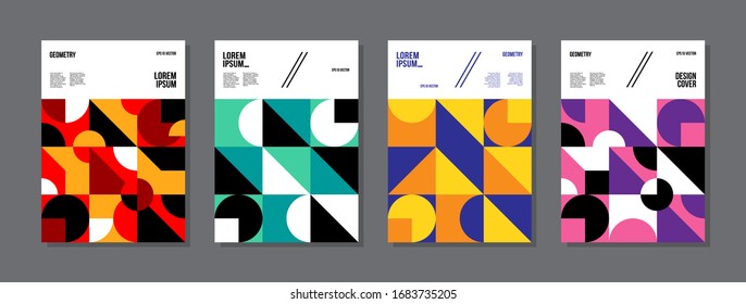 Minimal geometric posters set. Trendy design. Eps10 vector.