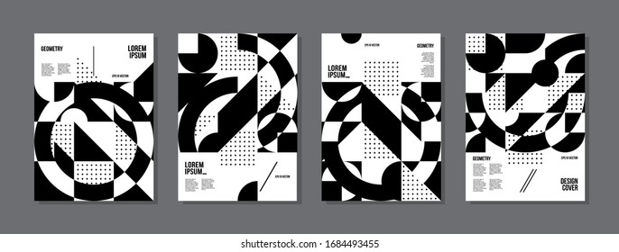 Minimal geometric posters set. Trendy design. Eps10 vector.