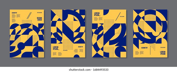Minimal geometric posters set. Trendy design. Eps10 vector.