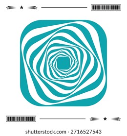 Espiral quadrada arredondada geométrica mínima sobre fundo branco