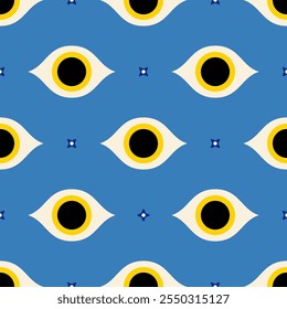 Padrão contínuo geométrico mínimo. Impressão abstrata moderna com formas de olhos simples, design minimalismo moderno para papel de embrulho, tecido, papel de parede. Textura vetorial