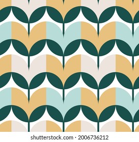 Minimal geometric seamless pattern. Tulips. For textile, product application. Vector illustration, flat design