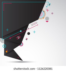 Minimal geometric shapes composition. Abstract origami vector background.