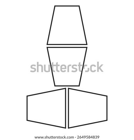 Minimal geometric split trapezoid outline vector shape in black color. A outlined split trapezoid shapes in minimal black style. Ideal for designs, logos, posters, icons or digital projects.