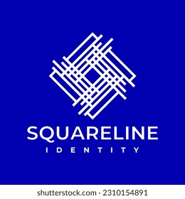 Minimal geometric structure line abstract logo design. Square architecture logo.