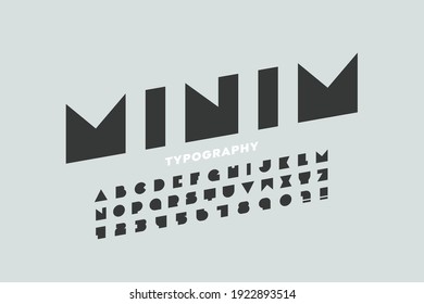 Minimal geometric style font, typography design, alphabet letters and numbers vector illustration