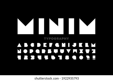 Minimal Geometric Style Font, Typography Design, Alphabet Letters And Numbers Vector Illustration