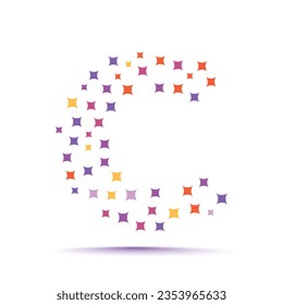 Minimal geometric trendy abstract shape pattern letter c logo design template