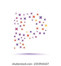 Minimal geometric trendy abstract shape pattern letter p logo design template